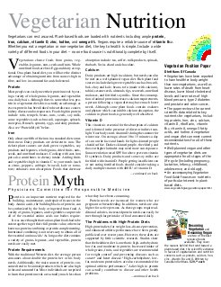 Vegetarian Nutrition Guide: TVA & PCRM